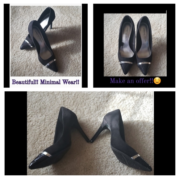 👠 Black/Silver Christian Siriano, NWOT!!4 in heel - Picture 1 of 8